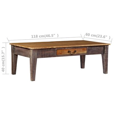 vidaXL kafijas galdiņš, 118x60x40 cm, antīka stila, masīvkoks