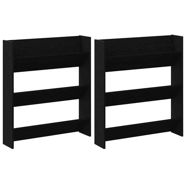 vidaXL Apavu skapis ar plauktu 2 pcs Melns ozolkoks 85 x 18 x 90 cm