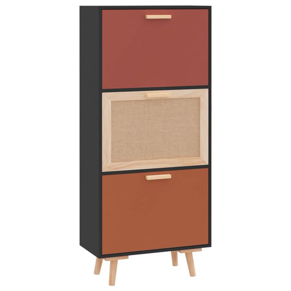 vidaXL apavu plaukts, melns, 52x25x120 cm, inženierijas koks