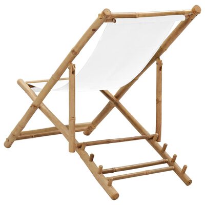 vidaXL pludmales krēsls, bambuss un audekls