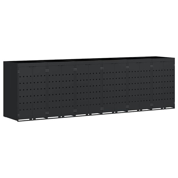 vidaXL Ratiņu tvertņu glabāšana 6 tvertņiem Melna