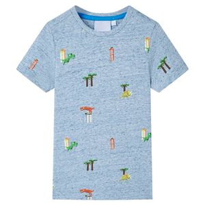 vidaXL Bērnu T-krekls, raibi zils, 104