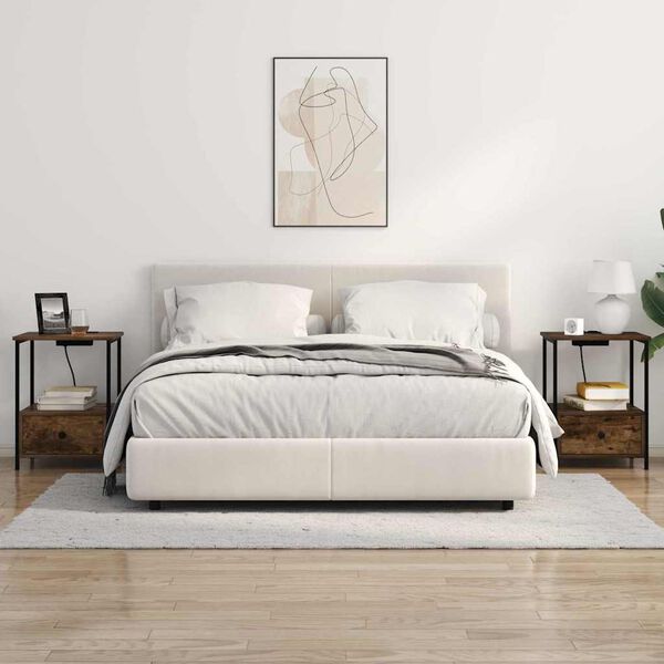 vidaXL Nakts skapītis Dūmaka ozols 42 x 41 x 56 cm Inženierijas koks