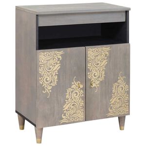 vidaXL Puse Pelēks un zelts 60 x 33 x 75 cm Cieta mango koksne