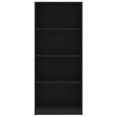 vidaXL 4-līmeņu grāmatu plaukts, melns, 60x24x142 cm, skaidu plāksne