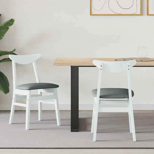 vidaXL Ēdamkrēsli 2 pcs Balts 42 x 47.5 x 81 cm Ciets gumijas koks