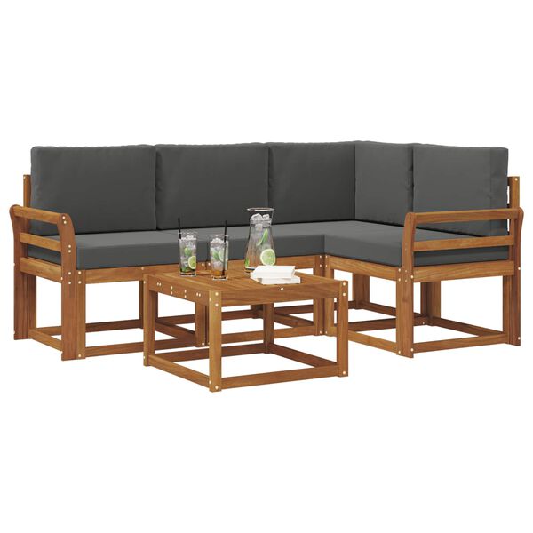 vidaXL Āra dīvānu komplekts ar spilvenu 5 pcs Dabisks un antracīts