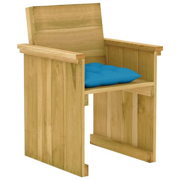 vidaXL 7-daļīgs dārza mēbeļu komplekts ar matračiem, impregnēta priede