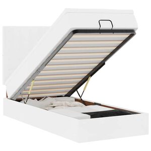 vidaXL Osmaņu gulta ar matrača, balts, 90x200cm, mākslīgā āda