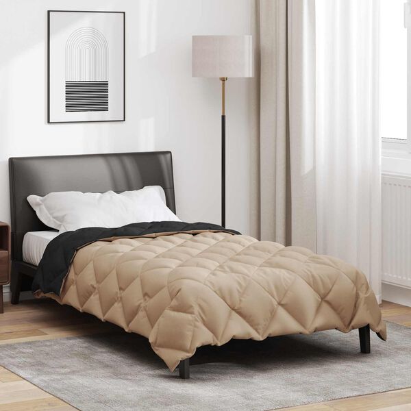 vidaXL Ziemas gultas sega Melns un taupe 200 x 140 cm Mikro&scaron;ķiedra