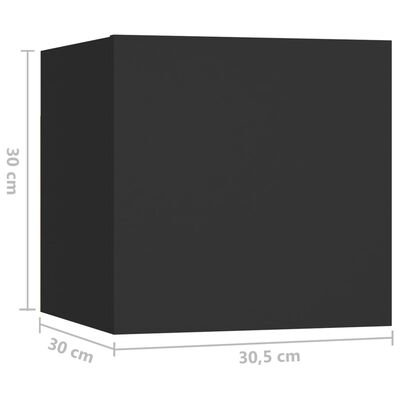 vidaXL naktsskapītis, melns, 30,5x30x30 cm, skaidu plāksne