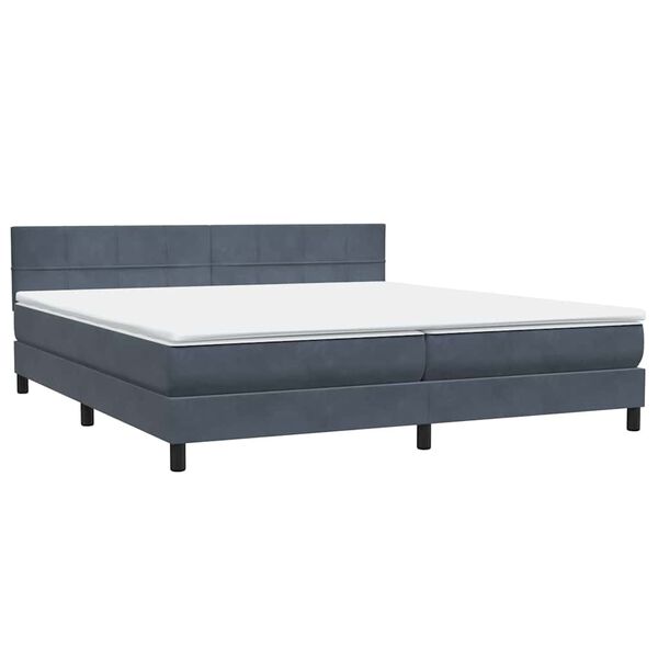 vidaXL Box Spring Gulta ar matrača Tum&scaron;i pelēka 200x210 cm samts