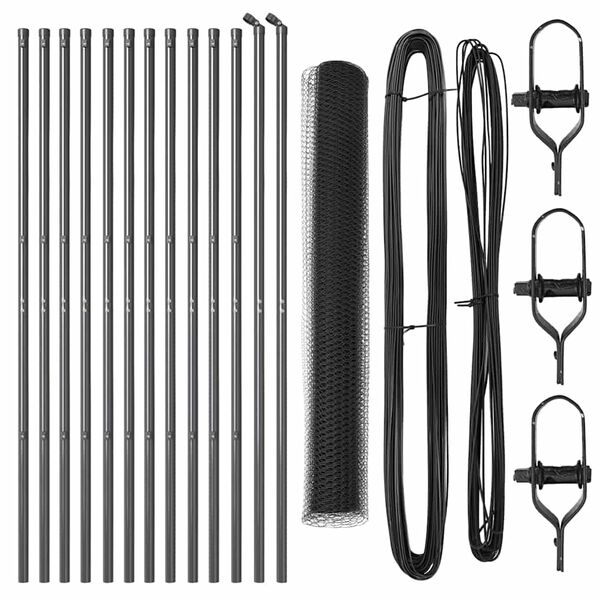 vidaXL Žoga āķis Pelēka 25 x 1,4 m (25 mm siets) Tērauds un PVC