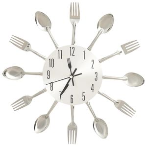 vidaXL sienas pulkstenis, karo&scaron;u un dak&scaron;u dizains, sudraba, 31 cm