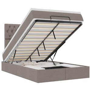 vidaXL Osmaņu gultas rāmis ar matrača pelēkbrūns 120x200cm audums