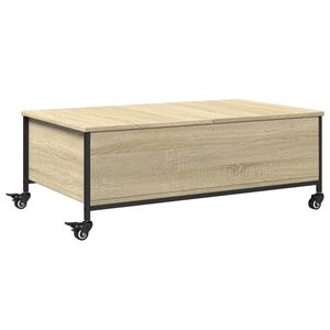 vidaXL kafijas galdiņ&scaron; ar riteņiem, ozolkoka, 91x55x34 cm, koks