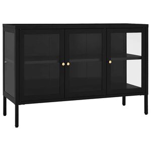 vidaXL kumode, melna, 105x35x70 cm, tērauds un stikls