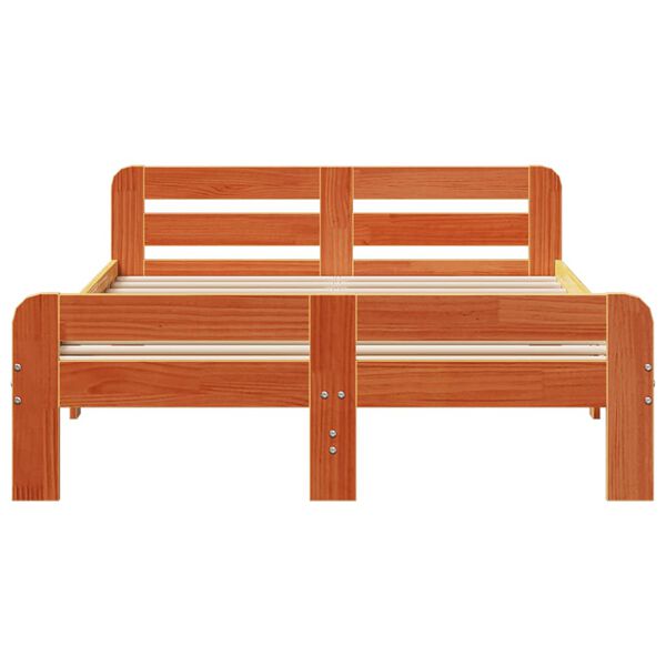 vidaXL gulta bez matrača, vaska brūnas, 120x200 cm, priedes masīvkoks