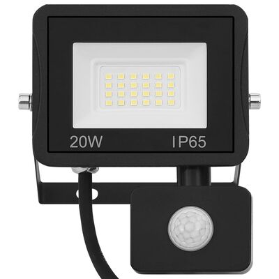 vidaXL LED prožektors ar sensoru, 20 W, silti balta gaisma