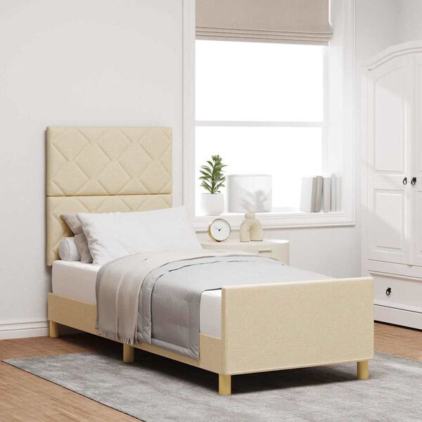 vidaXL Gultas rāmis ar galvas klāju Krēmkrāsa 80 x 200 cm audums