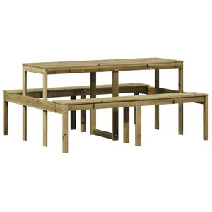 vidaXL piknika galds, 160x134x75 cm, impregnēts priedes masīvkoks