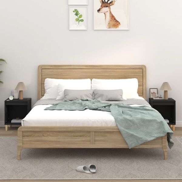 vidaXL naktsskapīši, 2 gab., melni, 40x35x50 cm