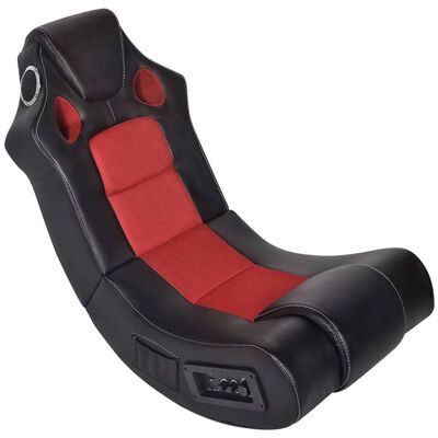 vidaXL muzikāls šūpuļkrēsls, melns ar sarkanu, mākslīgā āda