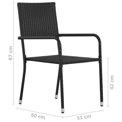vidaXL dārza krēsli, 6 gab., melna PE rotangpalma