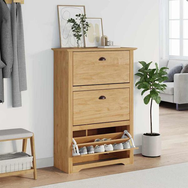 vidaXL Apavu plaukts ar atvilktni BODO Medus brūns 80 x 35 x 118 cm