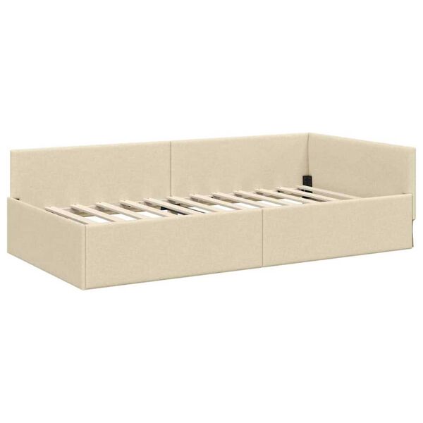 vidaXL Stūra gultas rāmis Krēmkrāsa 80 cm x 200 cm Samts