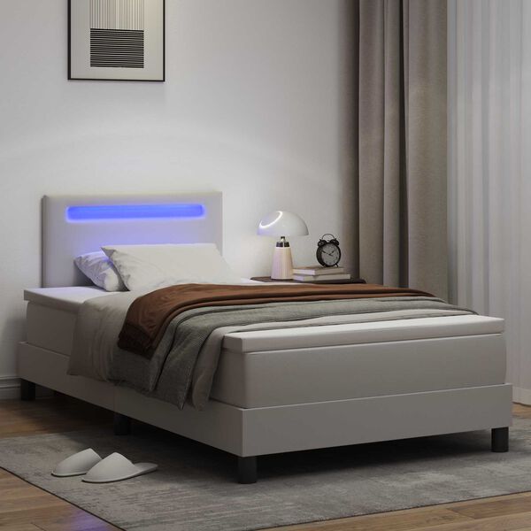 vidaXL Kastītes atsperu gulta Balts 120 x 200 cm Mākslīgā āda