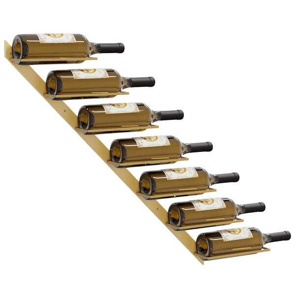 vidaXL vīna pudeļu sienas plaukts 7 pudelēm, 2 gab., zeltains metāls