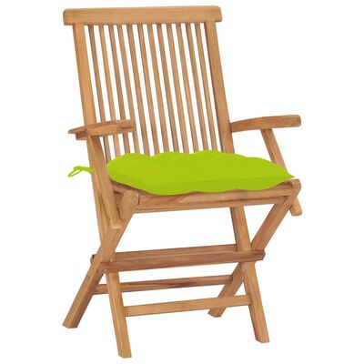 vidaXL dārza krēsli, 8 gab., spilgti zaļi matrači, masīvs tīkkoks