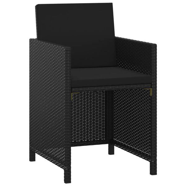 vidaXL 3-daļīgs dārza mēbeļu komplekts, PE rotangpalma, melns
