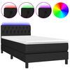 vidaXL atsperu gulta ar matraci, LED, melns audums, 90x190 cm