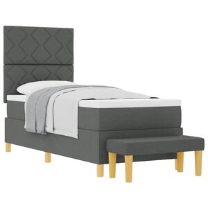 vidaXL Kastītes atsperu gulta Tum&scaron;i pelēka 200 x 80 cm audums