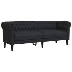 vidaXL trīsvietīgs Chesterfield dīvāns, melns audums