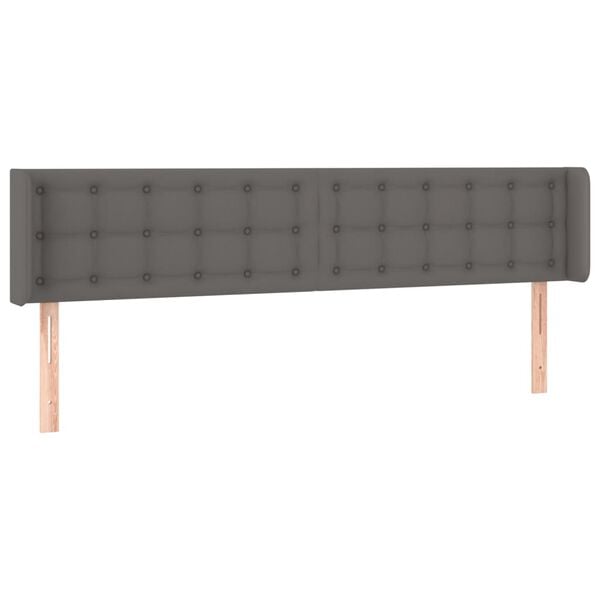 vidaXL gultas galvgalis ar LED, 203x16x78/88 cm, pelēka mākslīgā āda