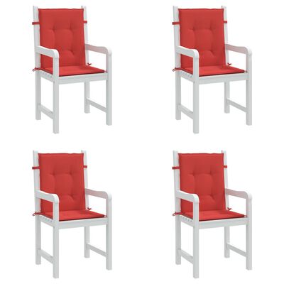 vidaXL dārza krēslu spilveni, 4 gab., sarkani, 100x50x3 cm, audums