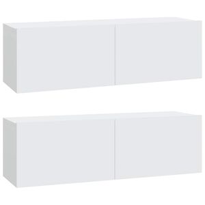 vidaXL TV skapī&scaron;i, 2 gab., balti, 100x30x30 cm, inženierijas koks