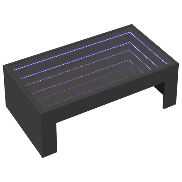 vidaXL kafijas galdiņ&scaron; ar LED, melns, 90x50x30 cm