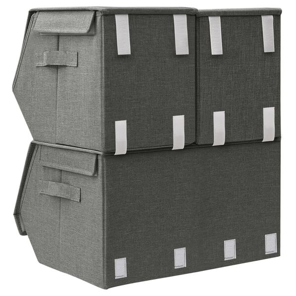 vidaXL uzglabā&scaron;anas kastes, 3 gab., audums, antracītpelēkas