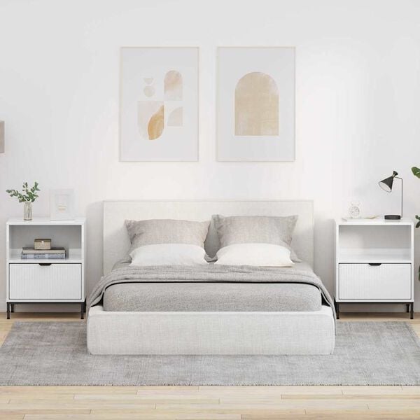 vidaXL Nakts skapītis ar atvilktni 2 pcs Spīdīgi balta 49 x 36 x 61 cm