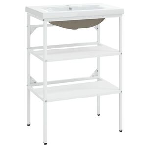 vidaXL vannasistabas skapītis ar iebūvētu izlietni, balts, dzelzs