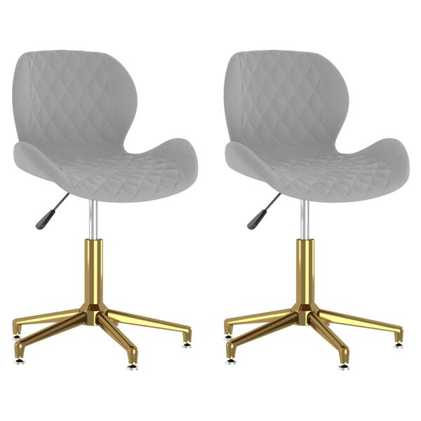 335051 vidaXL Swivel Dining Chairs 2 pcs Light Grey Velvet
