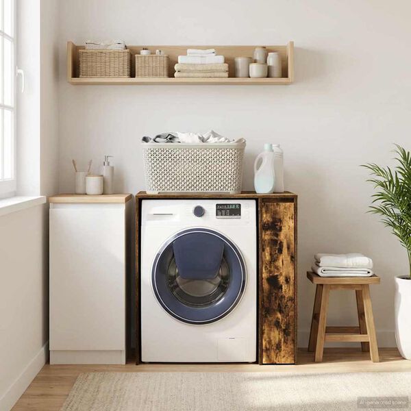 vidaXL Veļas ma&scaron;īnas skapis ar durvīm Dūmaka ozols 87 x 60 x 89 cm