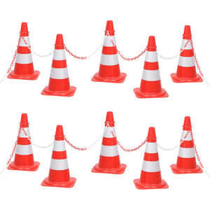 vidaXL satiksmes konusu komplekts, 10 m ķēde, sarkanbalts