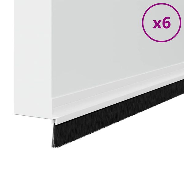 vidaXL Pa&scaron;līpojo&scaron;as durvju birstes 6 pcs Balts 100 cm