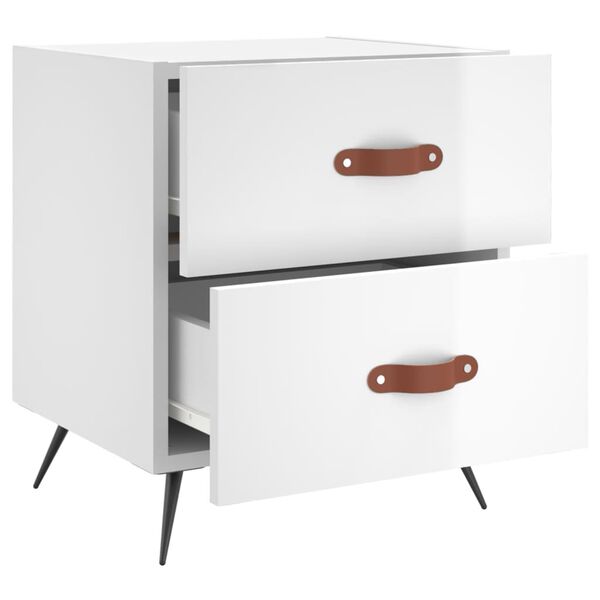 vidaXL naktsskapītis, spīdīgi balts, 40x35x47,5 cm, inženierijas koks