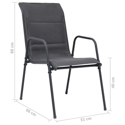 vidaXL dārza krēsli, 2 gab., tērauds, tekstilēns, antracītpelēki